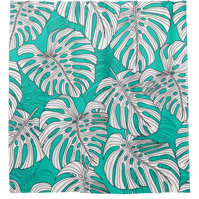Rideaux De Douche Feuilles tropicaux, feuilles jungle sans soudure v (Devant)