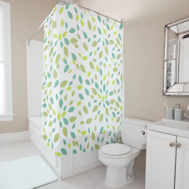 Rideaux De Douche Feuilles (Vertes) (En situation)