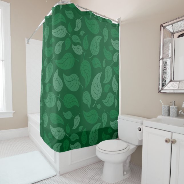 Rideaux De Douche Feuilles verts (En situation)