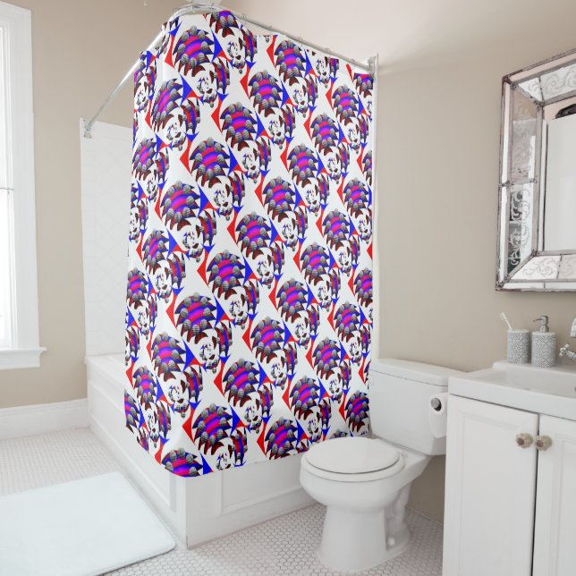 Rideaux De Douche Fibonacci 'Fish Checker' par Kenneth Yoncich (En situation)