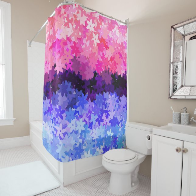 Rideaux De Douche Fière Omnisexualité Groovy Boho Excentrique Floral (En situation)