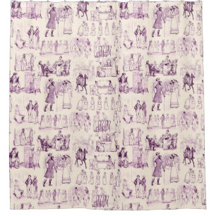 Rideaux De Douche Fierté et préjugé Toile Vintage en prune sur la pê