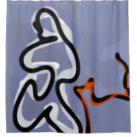 Figure avec Feline : bleu Abstrait, orange, B & W