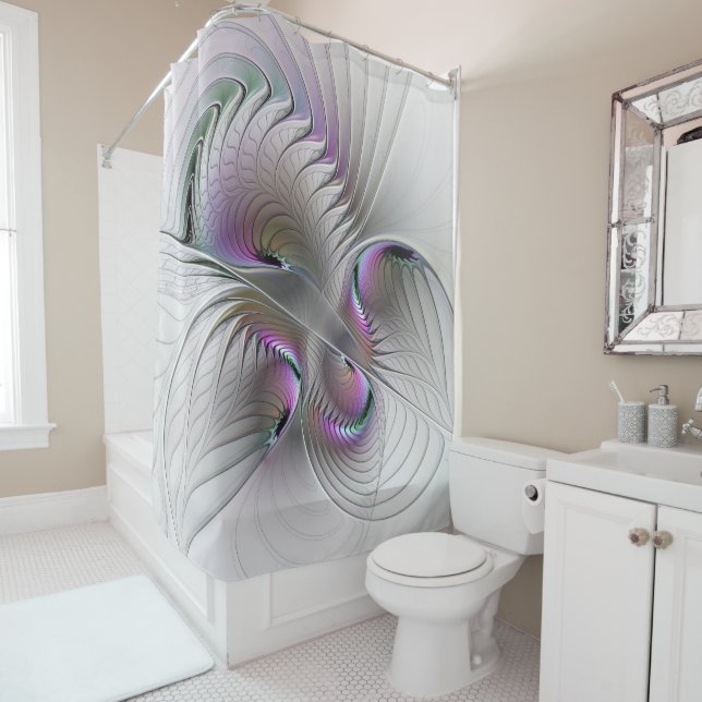 Rideaux De Douche Figure de fantaisie abstraite moderne timide Art f (En situation)