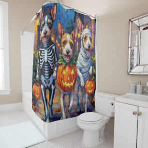 Rideaux De Douche Fil Fox Terrier Trick-or-Treating Halloween