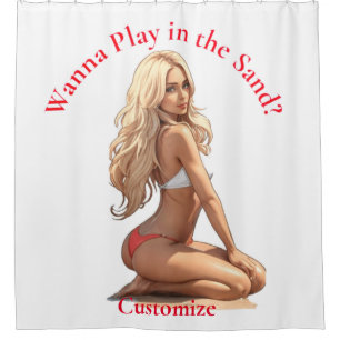 Rideaux De Douche Fille de plage de Bikini Thunder_Cove