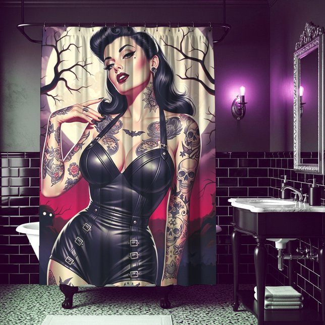 Rideaux De Douche Fille gothique rétro (Créateur téléchargé)