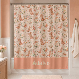 Rideaux De Douche Fille pêche Western Cowgirl Shabby Chic Monogramme