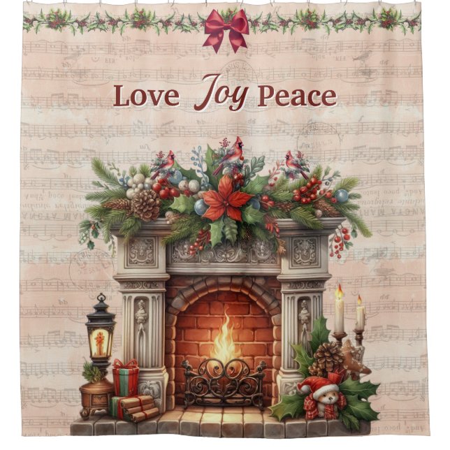 Rideaux De Douche Fireplace, Music Notes, and Paris Postmark  (Devant)