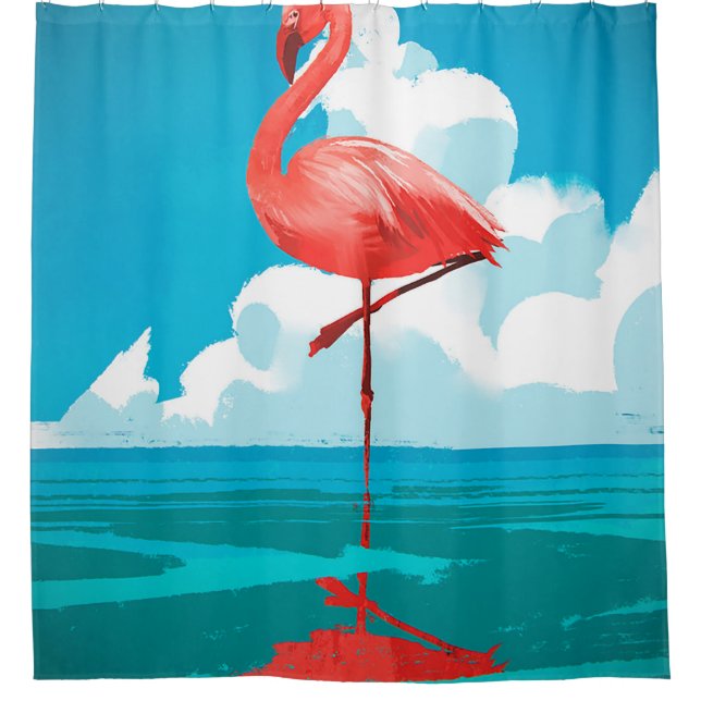 Rideaux De Douche Flamant rose (Devant)