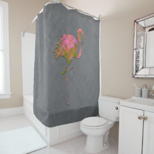 Rideaux De Douche Flamant rose D'Été Coloré Chic Gris Moderne