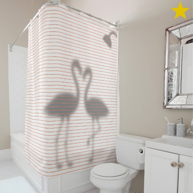 Rideaux De Douche Flamant Rose Drôle Ombre Rayure Rose (Créateur téléchargé)