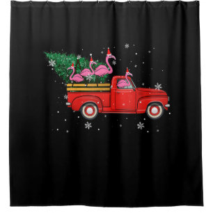 Rideaux De Douche Flamant rose équitation Camion Rouge Noël Noël Noë