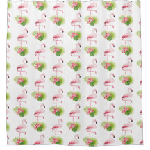 Flamant rose et palmiers