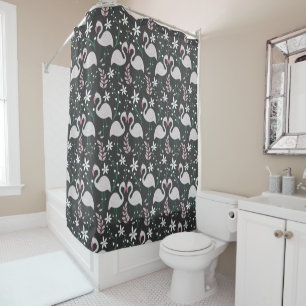 Rideaux De Douche Flamant rose motif transparent blanc sur arrière -