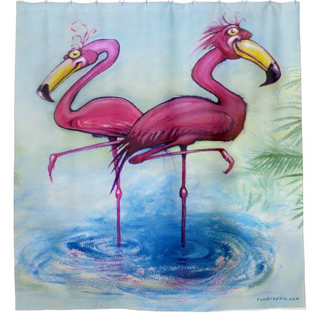 Rideaux De Douche Flamants roses (Devant)