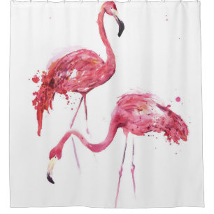 Rideaux De Douche Flamants roses aquarelle, Design élégant.