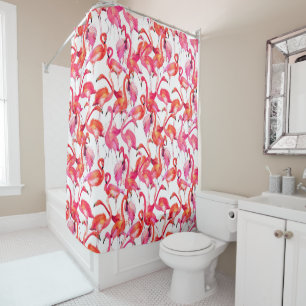 Rideaux De Douche Flamants roses Aquarelles Dans Les Aquarelles