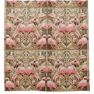 Rideaux De Douche Flamants roses Art Déco rétro