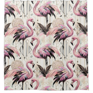 Rideaux De Douche Flamants roses Art Déco rétro
