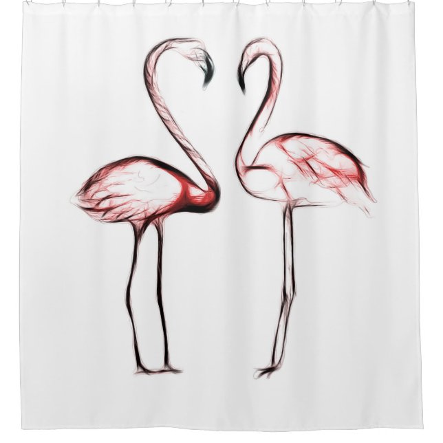 Rideaux De Douche Flamants Roses Flamingos Rose Tropical (Devant)