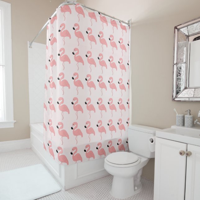 Rideaux De Douche Flamants roses roses (En situation)