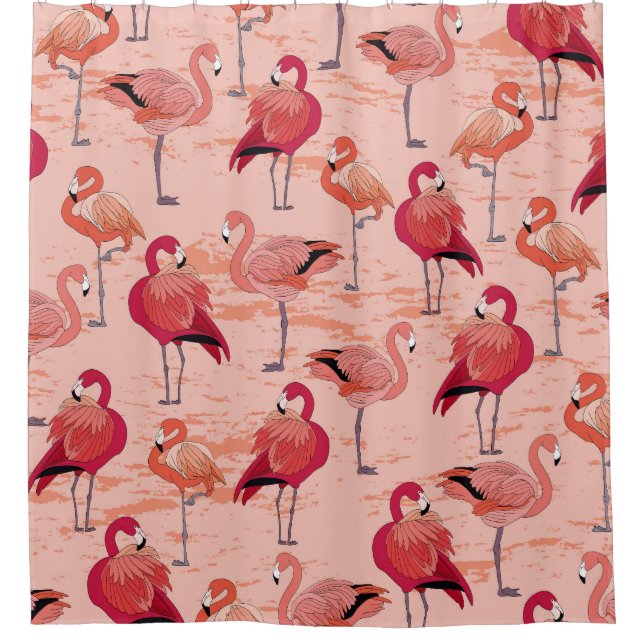Rideaux De Douche Flamants roses roses : Motif Tropical sans couture (Devant)