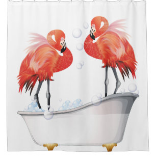 Rideaux De Douche Flamants roses stupides dans la baignoire
