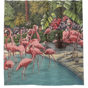 Rideaux De Douche Flamants roses tropicaux