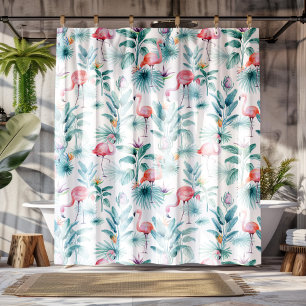 Rideaux De Douche Flamants roses tropicaux feuille motif