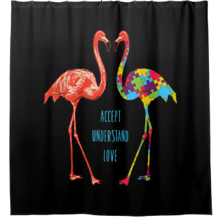 Rideaux De Douche Flamingo | Accept Understand Love Autism Flamingo