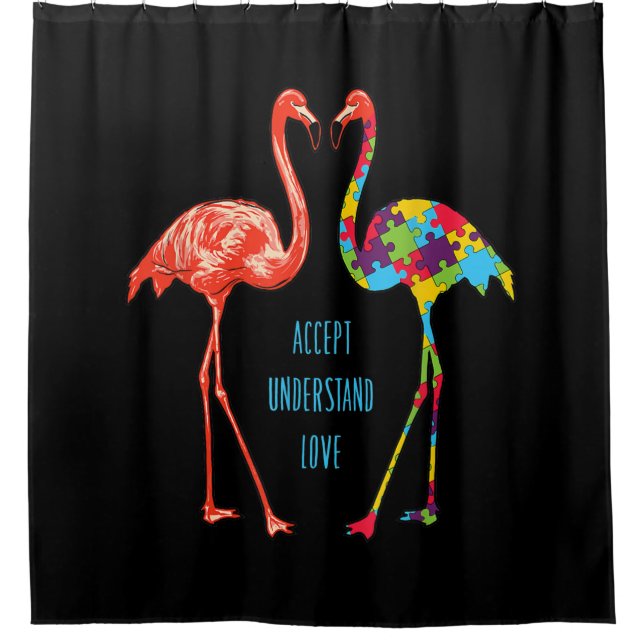 Rideaux De Douche Flamingo | Accept Understand Love Autism Flamingo (Devant)