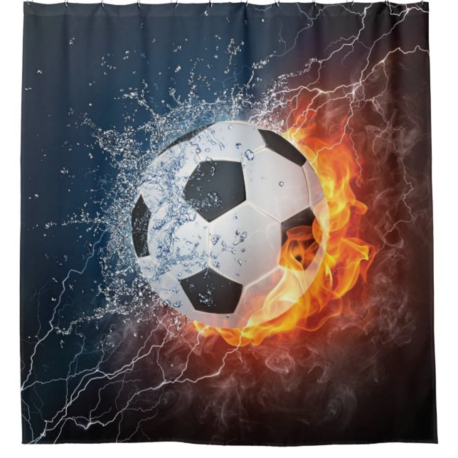 Rideaux De Douche Flamme Football/Balle de Football Jeu d'oreiller (Devant)