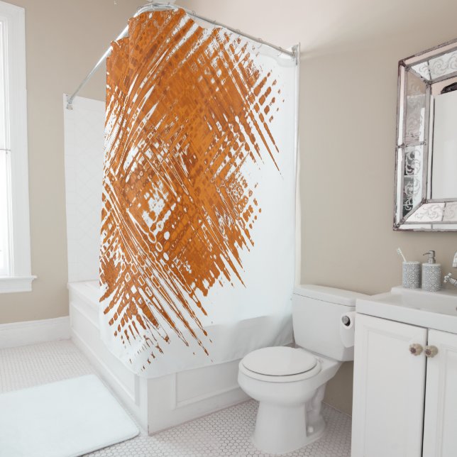 Rideaux De Douche Flamme.motif orange Abstrait.  (En situation)