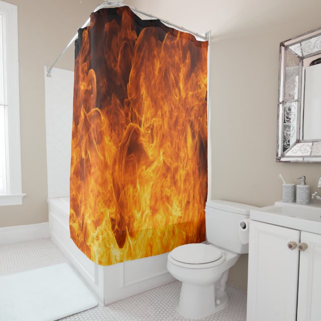 Rideaux De Douche Flamme orange (En situation)