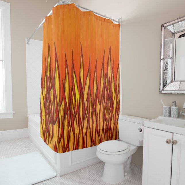 Rideaux De Douche Flammes d'incendie (En situation)