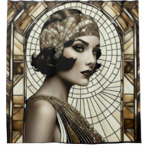 Flapper Roaring 20s Shower Curtain