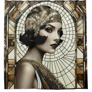 Rideaux De Douche Flapper Roaring 20s Shower Curtain