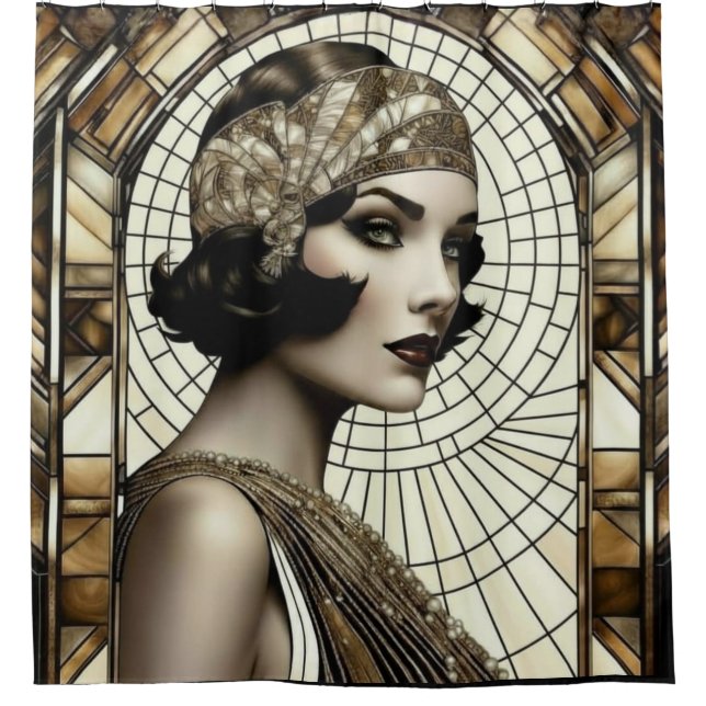 Rideaux De Douche Flapper Roaring 20s Shower Curtain (Devant)