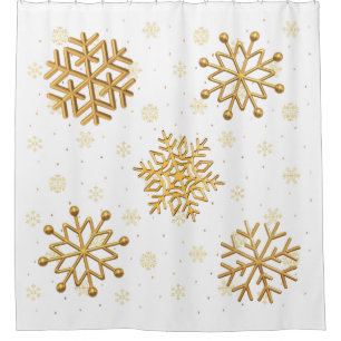 Rideaux De Douche Flèche de neige en métal or sur blanc