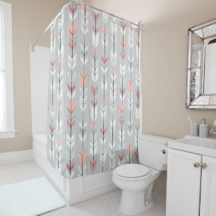 Rideaux De Douche Flèches chaudes élégantes de rose de blanc gris