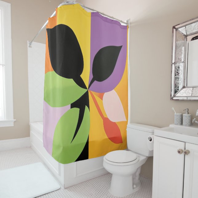 Rideaux De Douche Fleur Abstrait 2 (En situation)