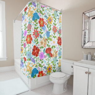 Rideaux De Douche Fleur colorée mignonne