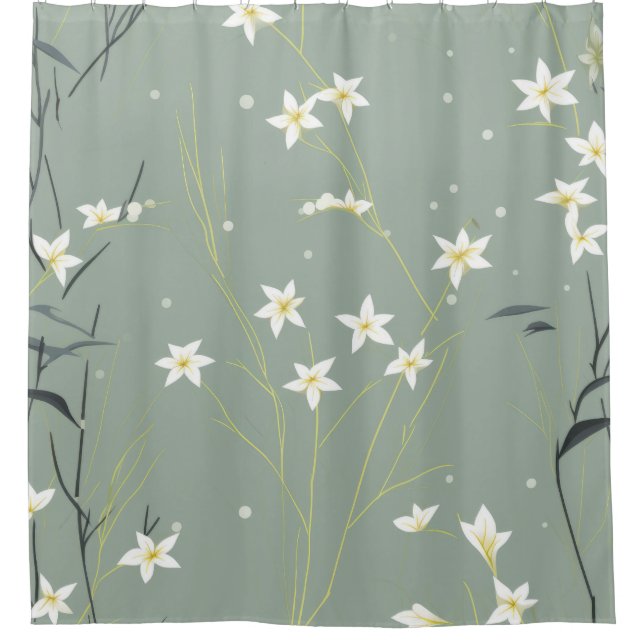 Rideaux De Douche Fleur de bambou sereine asiatique  (8) (Devant)