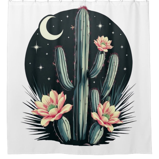 Rideaux De Douche Fleur de cactus nocturne (Devant)