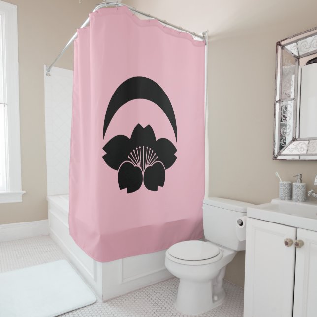 Rideaux De Douche Fleur de cerisier sous le croissant de lune (En situation)