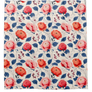 Rideaux De Douche Fleur de Crimson et de Corail