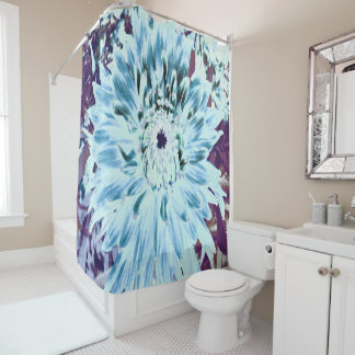 Rideaux De Douche Fleur de dahlia verte menthe et sarcelle