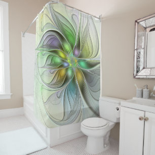 Rideaux De Douche Fleur de Fantaisie Abstraite Moderne Fractale Colo