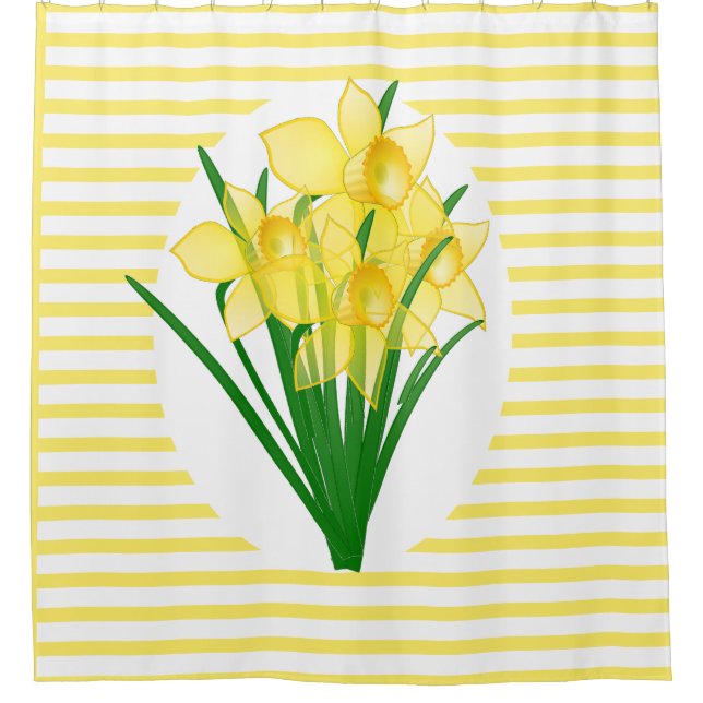Rideaux De Douche Fleur de jonquilles jaunes style printemps (Devant)